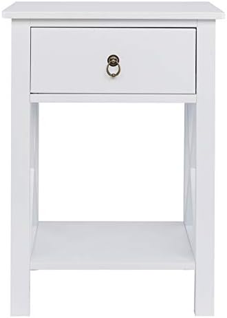 Bonnlo White Nightstand Set of 2, Night Stand Set of 2 with Drawer, Farmhouse Nightstand, End Table/Bed Side/White Side Table for Small Spaces, Kids Room, Bedroom