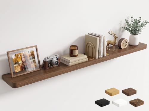 RICHFOCUS 72Inch Long Floating Shelves for Wall 1Pack, Walnut, 8" Deep