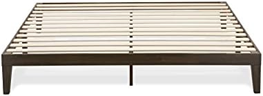 East West Furniture DNP-22-K King Size Platform Bed with 4 Solid Wood Legs and 2 Extra Center Legs - Walnut Finish