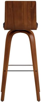Armen Living Vienna 30" Bar Height Swivel Brown Faux Leather and Walnut Wood Bar Stool