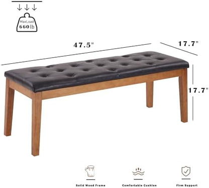 Ottoman Bench Oversized Entryway Shoe Bench Seat Faux Leather Brown