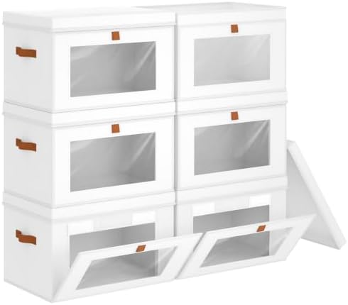 Storage Bins with Lids - Closet Organizer with Front Opening
