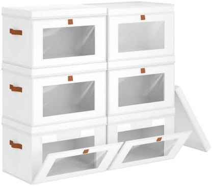 Storage Bins with Lids - Closet Organizer with Front Opening