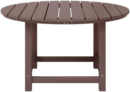 WestinTrends Malibu Kids Outdoor Patio Furniture HDPE 38" Wide Round Dining Table, Dark Brown