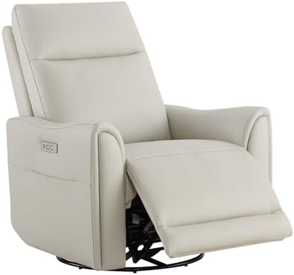 Watson & Whitely Power Swivel Recliner Chairs for Adult, Faux Leather Cream
