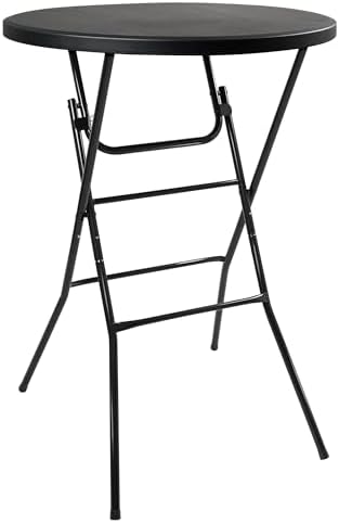 Cocktail Table, D32in x H43.3in Folding Round Cocktail Table High Top