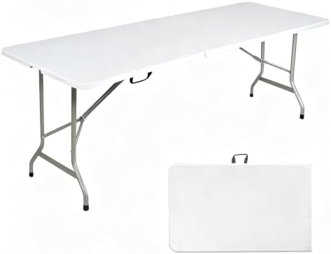 Folding Table 8ft, Heavy Duty Foldable Plastic 8 Foot Banquet Table