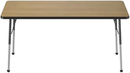 FDP 30" x 60" Rectangle Table with Ball Glide Legs - Pasadena Oak/Black