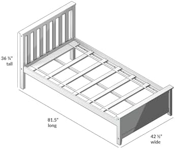 Plank+Beam Solid Wood Twin Bed Frame, Platform Bed with Headboard, White