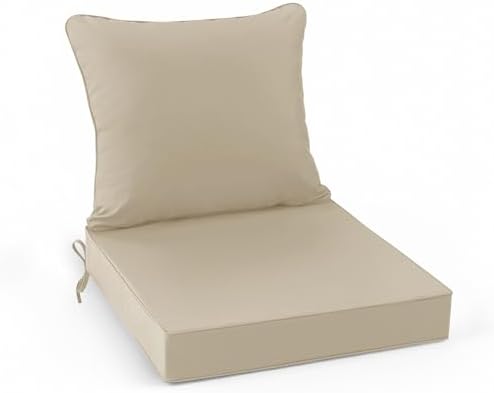Outdoor Chair Cushion Water Resistant, 19 x 19 Inch, Cream