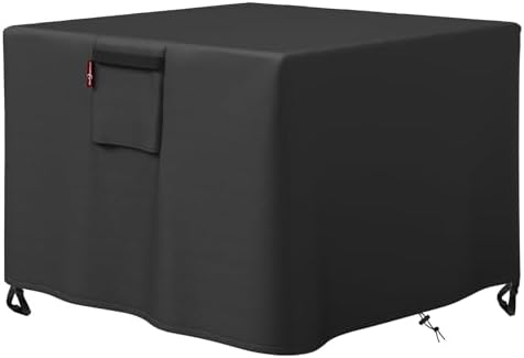 SHINESTAR Fire Pit Cover Square, Heavy-Duty Ripstop & Waterproof Outdoor Fire Pit Table Cover, Fits 24-28 inch Square Fire Pits with Windproof Drawstring and Buckles, 28 x 28 x 25 Inches