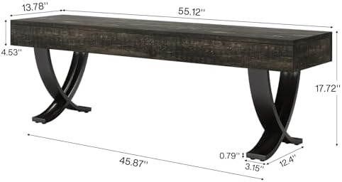 Tribesigns Entryway Shoe Bench, 55-Inch Wooden Shoe Bench with Metal X-Shaped Legs, Industrial Long End of Bed Stool with Seating for Living Room, Bedroom, Hallway, Porch (Oak & Black)