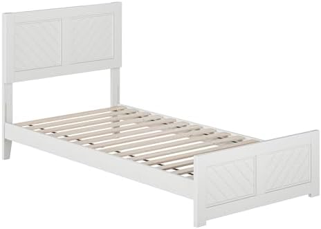 AFI, Berkshire Twin XL Solid Wood Low Profile Platform Bed with Matching Footboard, White