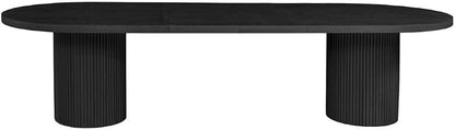 Dobby 90"-123" Extendable Oval Wooden Dining Table, Black | Mid Century Modern, Double Pedestal Base, For 6 People, Large