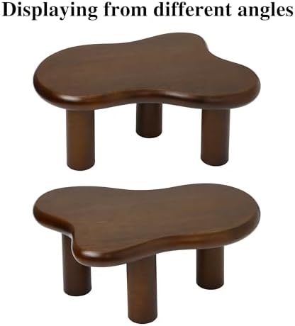 34"(L) Cloud Coffee Table, Modern Wood Coffee Table for Living Room, Accent Center Tables with 3 Legs, Small Tea Tables for Balcony, Patio, Bedroom, Walnut