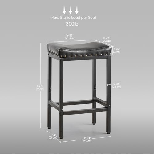 Forteek 25.5'' Bar Stools Set of 2, Counter Height Barstools with Nailhead