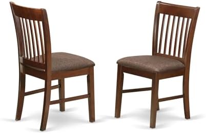 East West Furniture NFC-MAH-C Norfolk Dinette Chairs - Linen Fabric Upholstered Wooden Chairs, Set of 2, Mahogany