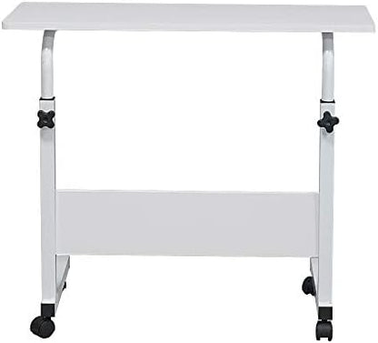 Adjustable Standing Desk Removable Rolling Desk for Home Office, 31.5" Large Portable Side Table, Height Adjustable, White