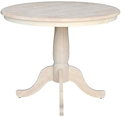 IC International Concepts 36" Round Top Pedestal Dining Table, 29.1" H