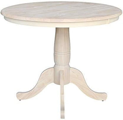 IC International Concepts 36" Round Top Pedestal Dining Table, 29.1" H