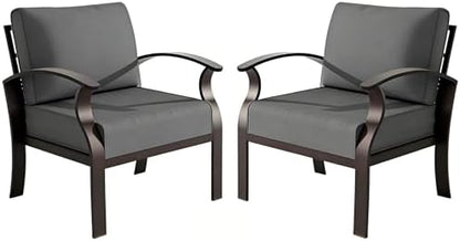 ALAULM Aluminum 2-Seat Patio Furniture Set, Metal Outdoor Furniture Sectional Sofas w/5.1" Cushions for Patio, Backyard, Poolside-Grey