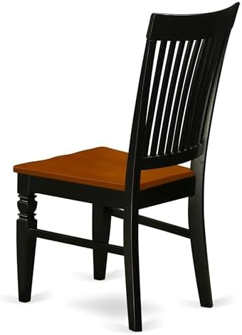 East West Furniture WEC-BCH-W Weston Dining Chairs - Slat Back Wooden Seat Chairs, Set of 2, Black & Cherry