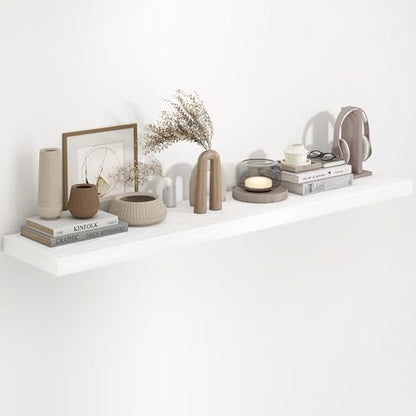 White Floating Shelves 55 Inch Long, 9.3 Inch Deep Floating Shelf for Wall, Living Room, Bedroom, Kitchen, Large Deep Wall Shelves with Invisible Bracket for Books, Decor
