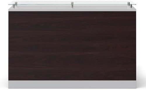 NBF Reception Desk Glass Top Front Counter for Salon, 63" W, Walnut