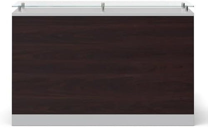 NBF Reception Desk Glass Top Front Counter for Salon, 63" W, Walnut