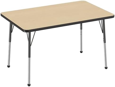 FDP 30" x 48" Rectangle Table with Ball Glide Legs - Maple/Black
