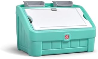 Step2 2-in-1 Toy Box & Art Lid, Kids Toy Storage Bin & Organizer, Easel & Chest in One, Made of Durable Plastic, For Toddlers 2+ Years Old, Mint