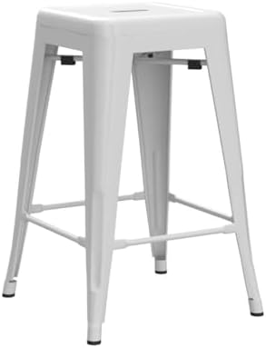 FDW | 24" Metal Bar Stools | White | Set of 4