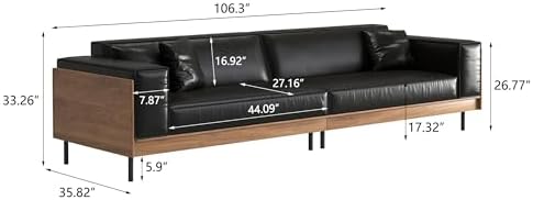 106.3" 4 Seater Patio Sofa Couch, Wood Outdoor Furniture