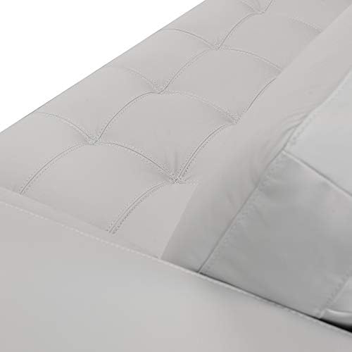 Armen Living Wynne Modern Sofa in Dove Gray Leather
