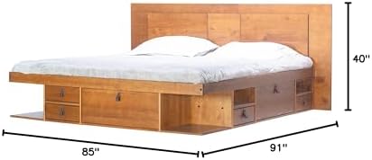 memomad Bali Slim Set: Bed + Flat Headboard, King Size, Oak Brown