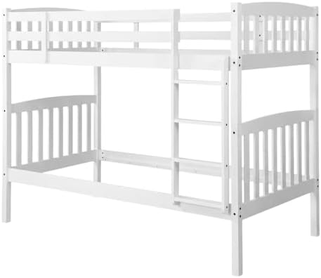 Kodiak Furniture Claire Twin Over Twin Wood Bunk Bed in White-Mattresses Not Included