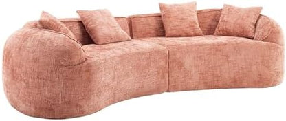 109" Curved Modular Boneless Sofa 4-Seat Compressed Foam Cloud Couch