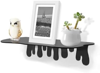 SetGame 2-Pack Small Acrylic Shelves, 12 Inch Floating Shelves, Black
