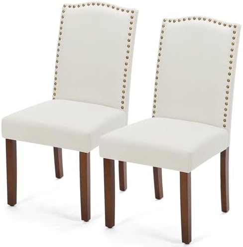 DUMOS Dining Chairs Set of 2, Upholstered Accent Chair, Beige