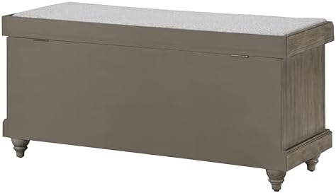 OSP Home Furnishings Dover Coastal Lift-Top Storage Bench with Shutter Face Styling, Goldstone Finish with Salt and Pepper Cushion