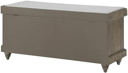 OSP Home Furnishings Dover Coastal Lift-Top Storage Bench with Shutter Face Styling, Goldstone Finish with Salt and Pepper Cushion