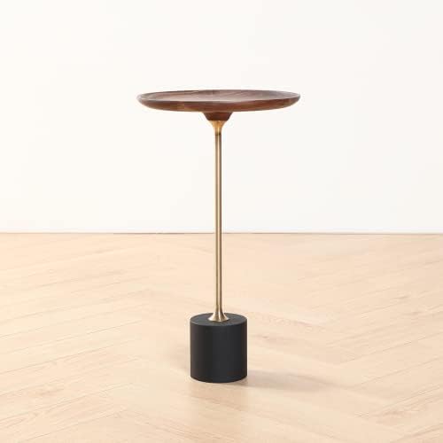 COZYMATIC Castiglia Round Side Table, Accent Pedestal Coffee Table with Wood Table Top, Small Drink Table, Pedestal Table for Living Room, Bedroom, and Small Space (Walnut)