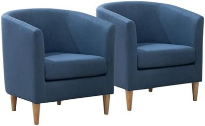 Accent Barrel Chairs Set of 2, Living Room Chairs with Armrest, Blue