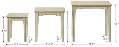 Kmax Nesting Tables Set of 3, Small Sofa Side Table Rustic Stacking End Table Rectangle Solid Wood Coffee Tables for Small Space - Ashes White