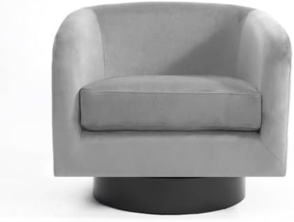 Swivel Barrel Accent Chair, Velvet Upholstered Armchair, Gray