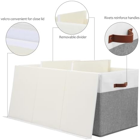 Extra Large Toy Storage Box with Lid,Toy Chest Bin Basket with Dividers