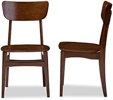Baxton Studio Set of 2 Netherlands Mid-Century Modern Scandinavian Style Dark Walnut Bentwood Dining Side Chairs