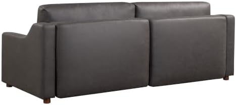 Serta Glendale 90.2" Queen Size Wall-Hugging Convertible Sofa, Dreamcoil Comfort, Vegan Suede Fabric, Charcoal