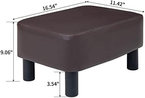 IBUYKE Small Footstool Ottoman, PU Faux Leather Footrest, Brown RF-BD209