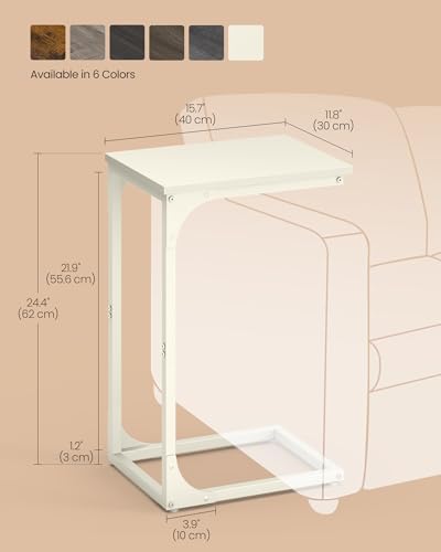 VASAGLE C-Shaped End Table, Small Sofa Side Table with Metal Frame